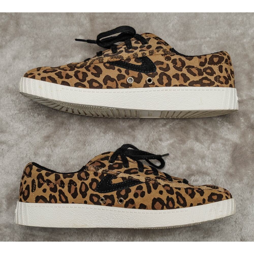 Tretorn Nylite Plus Suede Leopard Print Retro Sneakers Womens Size 7.5 - Picture 4 of 16